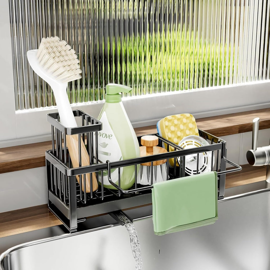 Black Stainless Steel Sink Caddy Organizer